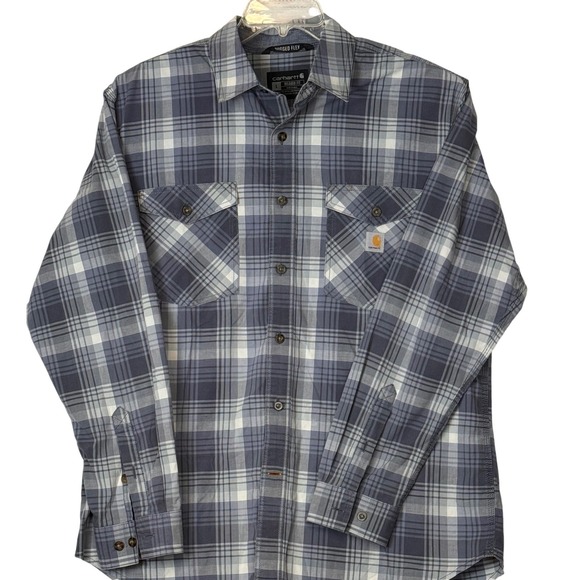 Carhartt Other - Carhartt Men's Gray Plaid Rugged Flex LS Button Down Shirt Relaxed Fit Large